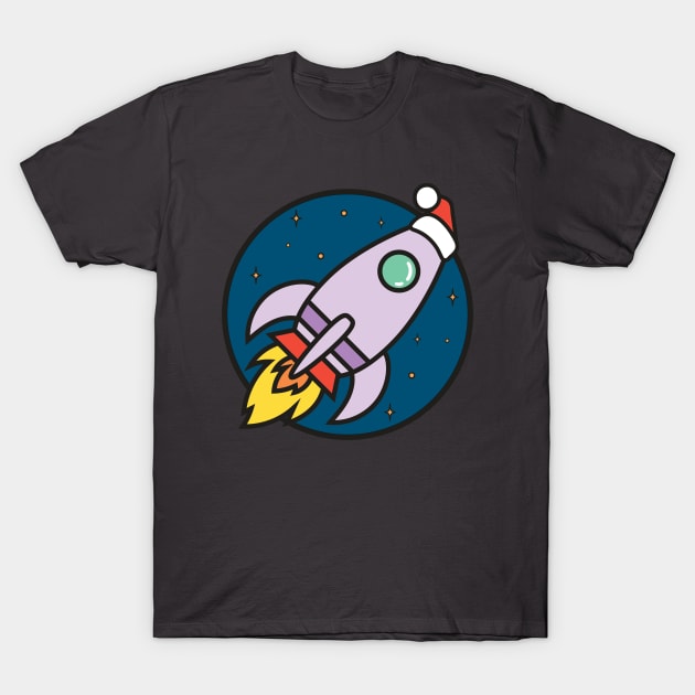 Outer Space Christmas Rocket T-Shirt by Vishal Sannyashi